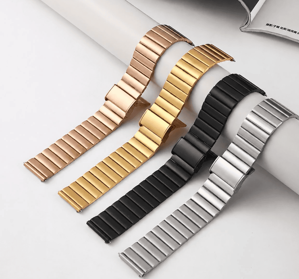 Stainless steel watch bands in bamboo-link, Milanese mesh and three-bead styles