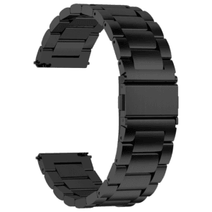 Black stainless steel three-link watch band for wholesale buyers