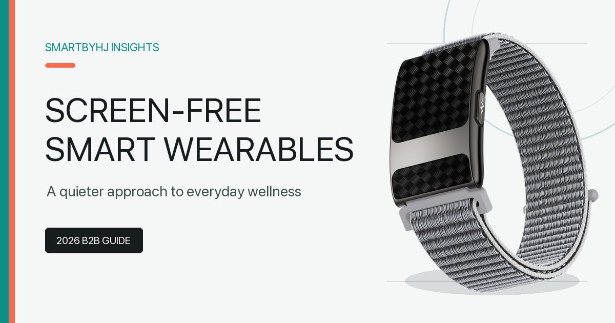 Screen-free smart wearable with woven strap for low-distraction wellness tracking