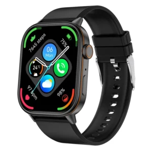 QX17 GPS smartwatch with Bluetooth calling and black silicone strap